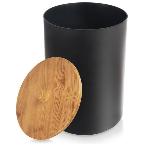 Badrumsavfall - ORION - 7 liter - Svart - Träimitation - 26 cm höjd - 19,5 cm diameter