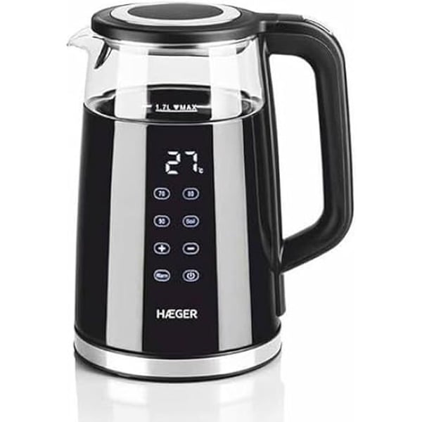 Vattenkokare - HAEGER - Digiglass - 1,7L - 2200W - Trådlös påfyllning - 360° bas