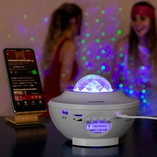 LED- och laserstjärnprojektor - INNOVAGOODS - Sedlay - Bluetooth 5.0 - Timer & fjärrkontroll - USB-C, vit