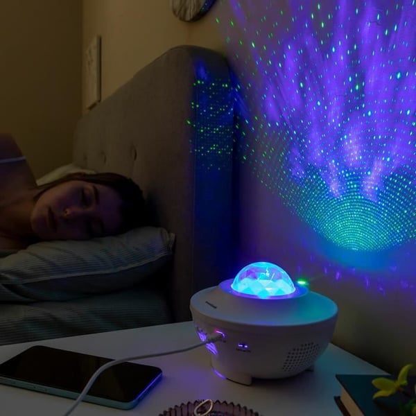 LED- och laserstjärnprojektor - INNOVAGOODS - Sedlay - Bluetooth 5.0 - Timer & fjärrkontroll - USB-C, vit