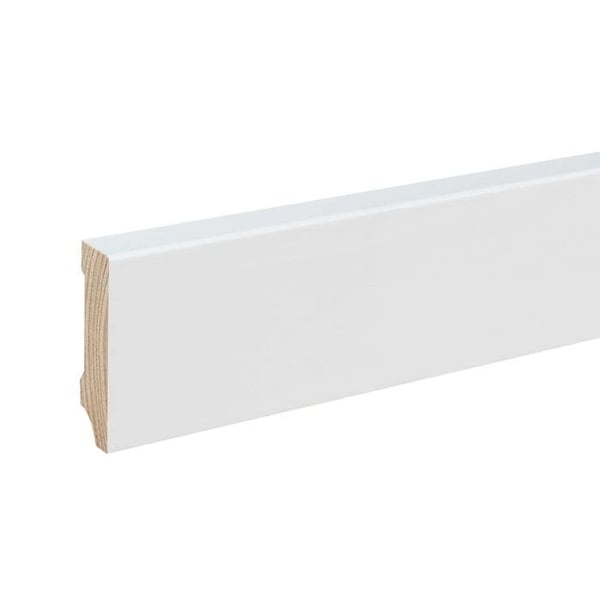 PROVISTON Massiv träsockel 16 x 60 x 2400 mm Vit att limma, skruva &amp; spik 60 meter | 25 stycken