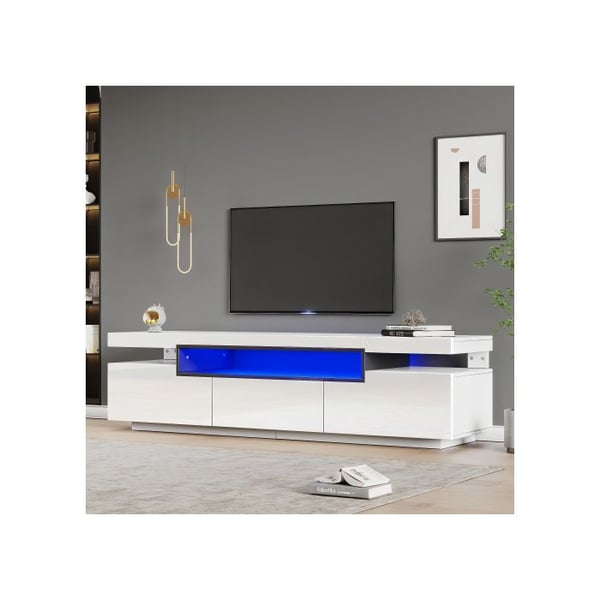 TV-möbel - MUVOE - 160x39x42 cm - Vit - LED-belysning 16 färger - För TV upp till 70 tum