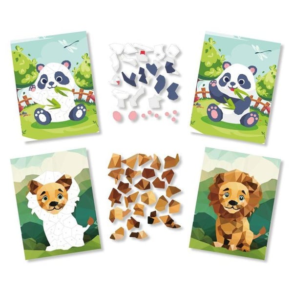MégaCréa DIY - Kit med nummerstickers A5 lejon och panda 2 delar