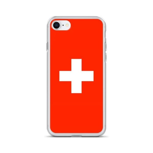 Telefonfodral – Schweizisk Flagga – Kompatibel med iPhone 8 Plus – Mjuk Fodral – Slitstark och Stötresistent – Silikon – Pixelforma
