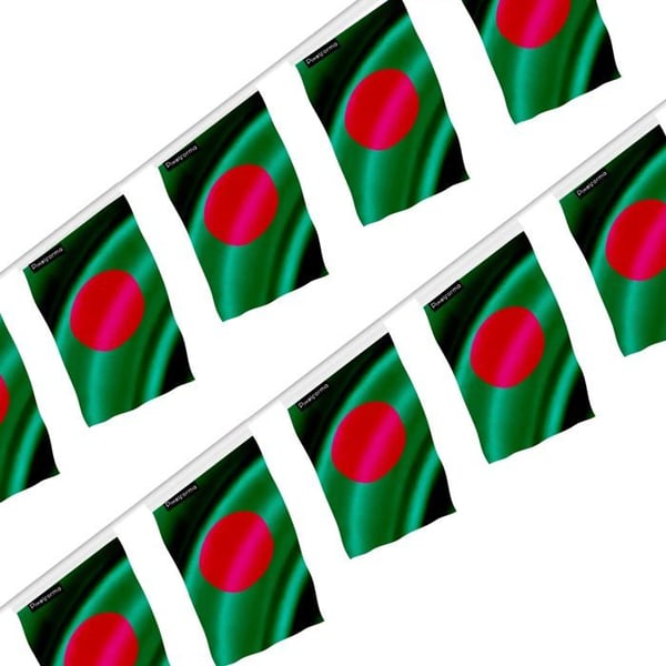 Girland – Bangladeshs flagga – 14 x 21 cm – Polyester – Att hänga – 20 stycken