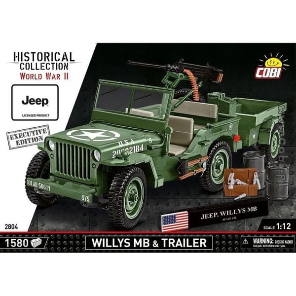 Modell - COBI - Willys MB & Trailer - Grön - Plast - Från 8 år