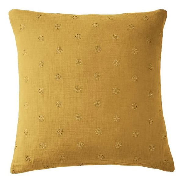 Broderad Dekorativ Kudde "Gaïa Boho" 60 x 60 cm & 50 x 70 cm "Bomullsgaze" - Gaïa Boho Safran - 60 x 60 cm