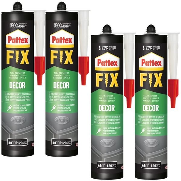 Inre monteringslim - Pattex - Fix Decor - Elastisk - Vattentät - 4x380g