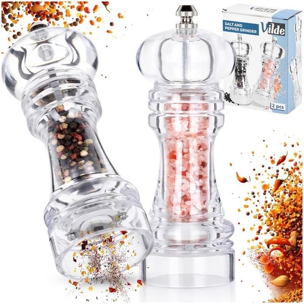 Manuell salt- och pepparkvarn - Utan märke - 16x6cm 2-pack - Transparent kropp keramisk mekanism