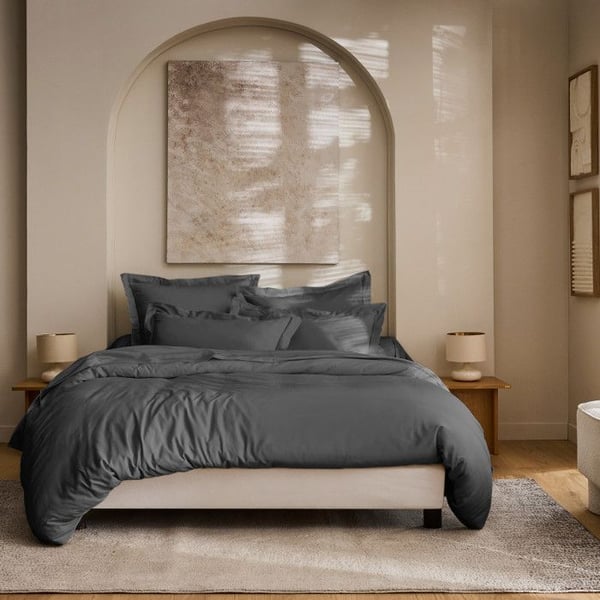 Sängöverkast "Prestige" 100% Satin av kammad bomull 120 trådar/cm² Ren bomull - Prestige Grafit - Sängöverkast 260 x 240 cm