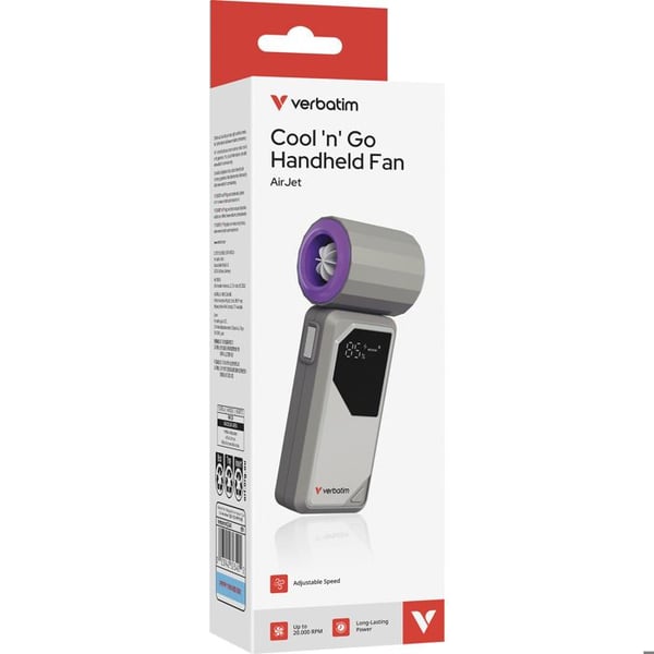 Batteridriven handfläkt Verbatim Cool'n'Go Air Jet (Grå/Lila)