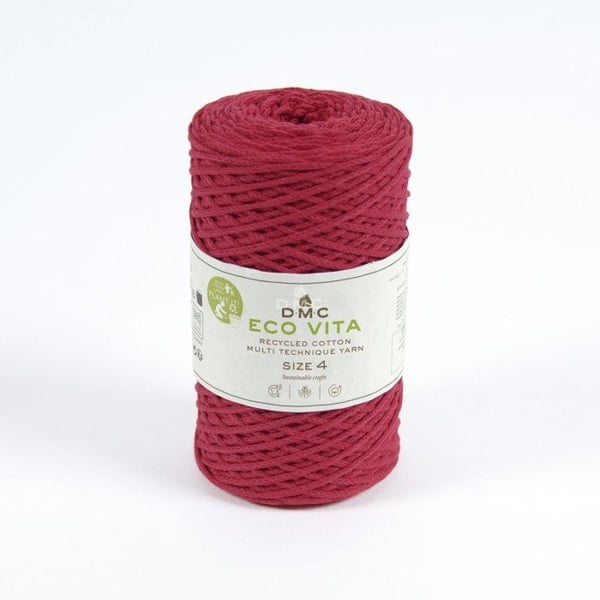 DMC - Återvunnen bomullstråd Eco Vita 4mm 250g Col. 05 rödrosa