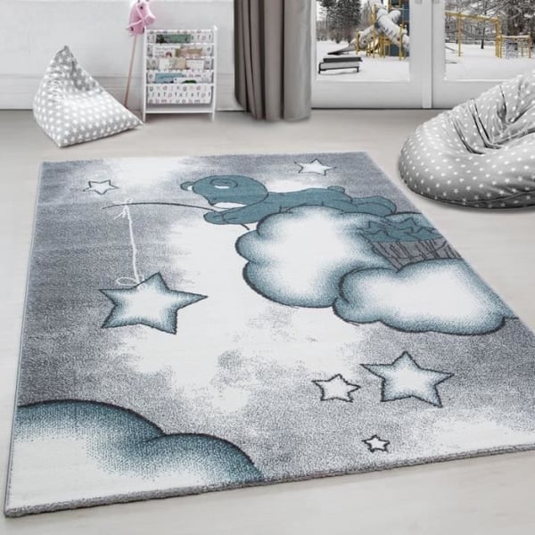 Matta barnrum björn fiske efter stjärnor moln Grå-Vit-Blå (160x230 cm) Matta barnrum björn fiske efter stjärnor moln Grå-Vit-Blå (160x230 cm)