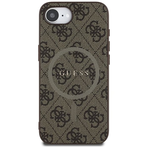 Coque Guess 4G Ring Classic Logo MagSafe för iPhone 16e - Brun