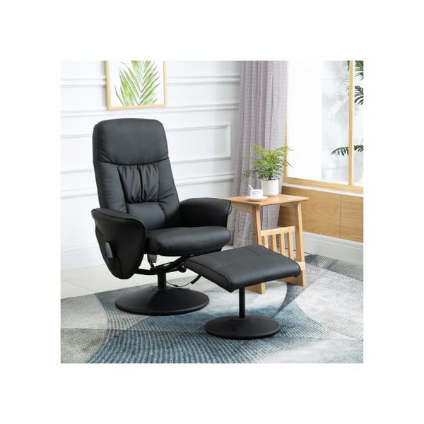 Chaise longue - MUVOE - HOMCOM - Syntetisk læder sort - 10 massagepunkter - Justerbar rygdel