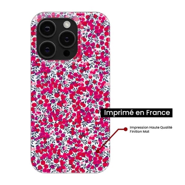1001Coques - Silikonfodral kompatibelt med OnePlus 8 Pro - Liberty Wiltshire röd mönster - Originaldesign tryckt i Frankrike