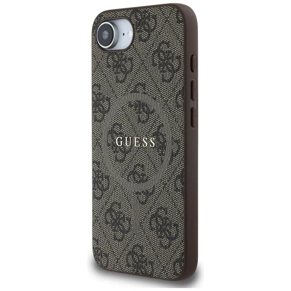 Coque Guess 4G Ring Classic Logo MagSafe för iPhone 16e - Brun