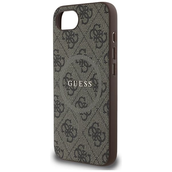 Coque Guess 4G Ring Classic Logo MagSafe för iPhone 16e - Brun