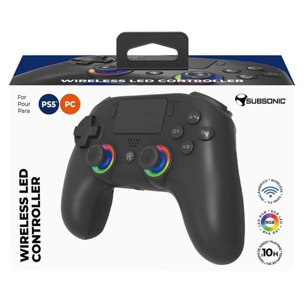 Manette utan tråd - PS5 - SUBSONIC - RGB LED - Svart