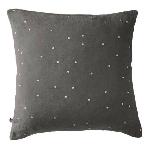Sängkudde Täcke Pois Doré Dekor "Gaïa Chic" 60 x 60 cm & 50 x 70 cm "Gaze de Coton" - Gaïa Chic Granit - 60 x 60 cm