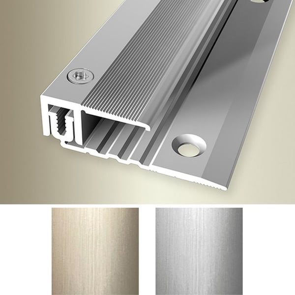 Flexibelt profil för återställning Parkett L 37 mm Höjdskillnad 7 - 17 mm i Aluminium Platinium