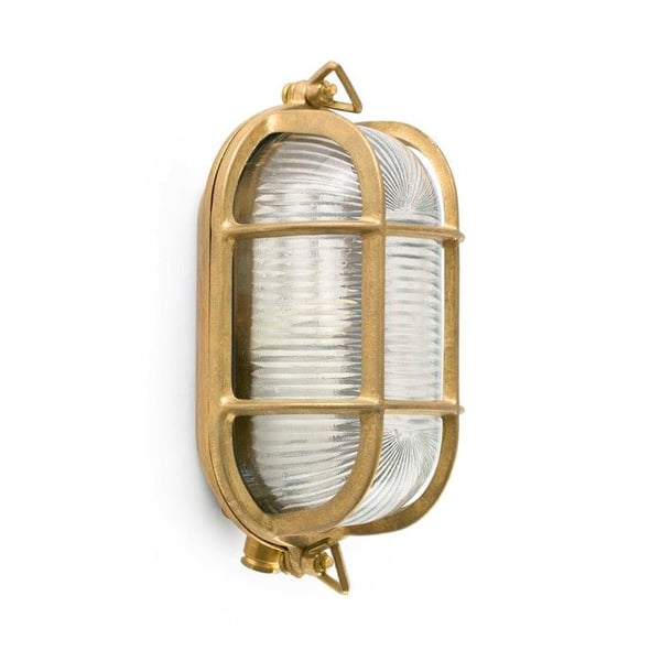 Vägglampa utomhus - FARO - Cabo - Strukturglas - Gyllene mässing - Gul