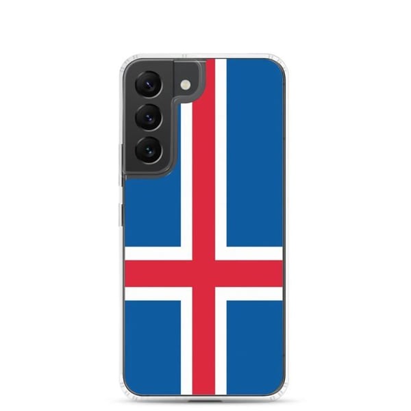 Mobilskal – Islands flagga – Kompatibel med Samsung Galaxy S22 Plus – Mjukt fodral – Slitstarkt och stötbeständigt – Pixelforma