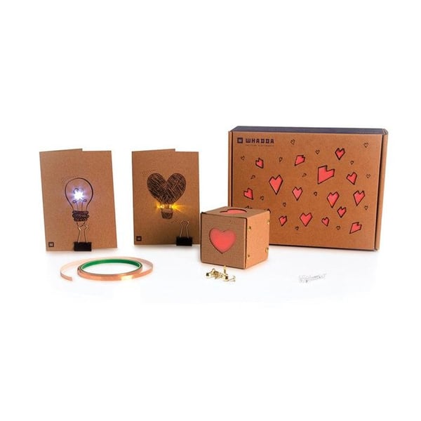 Whadda Tape-o-Tronics Craft Box, kreativa gör-det-själv-projekt med kartong och lysdioder, valfri lödning
