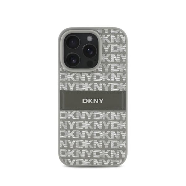 Coque - DKNY - iPhone 16 Pro - Randig Mönster - Stötskydd - Metalliserad Logotyp
