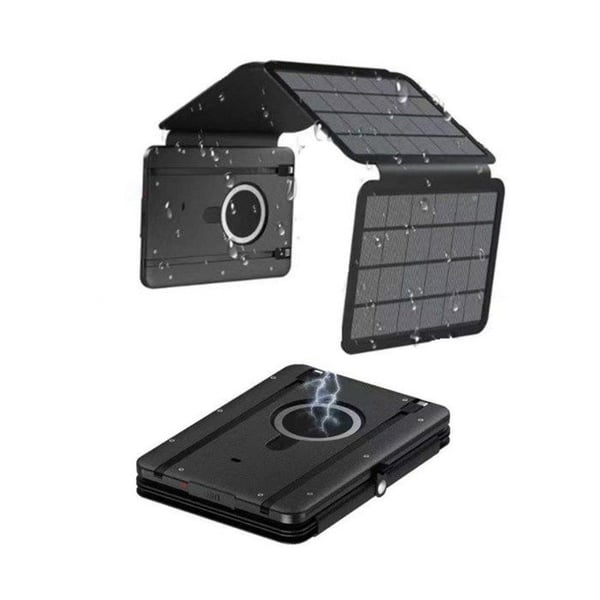 Solenergidriven extern batteri - PowerNeed ES10000-4 - 10000 mAh - Solenergi - Trådlös laddning 15 W