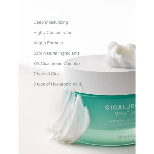 Fugtighedscreme til ansigt - Mizon - Cicaluronic Moisturizer - 50 ml - Intensiv fugtighedsbehandling - Beroligelse af huden