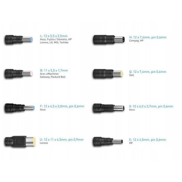 Universel adapter - AVACOM - QuickTIP 250 W - 8 stik - Sort farve - Strømforsyning