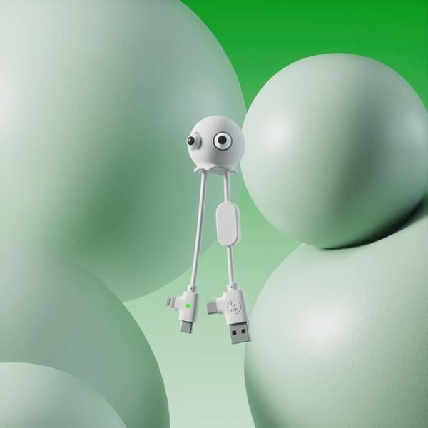 Multi-kontaktskabel - XOOPAR - Jelly Funny - USB-C, Lightning - Kompatibel med smartphones - 2 års garanti