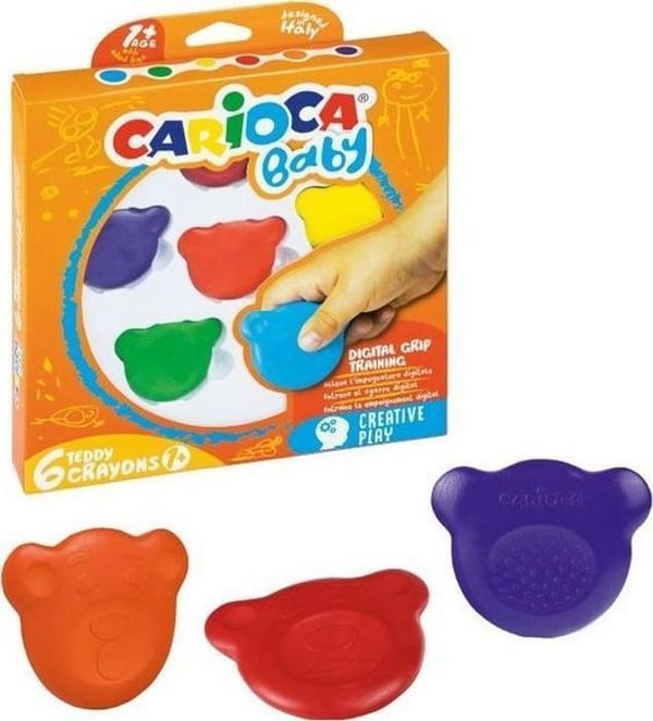 Färgläggningsspel - Carioca - 42956 - 6 björnkritor - Multifärgad - 12 månader och uppåt