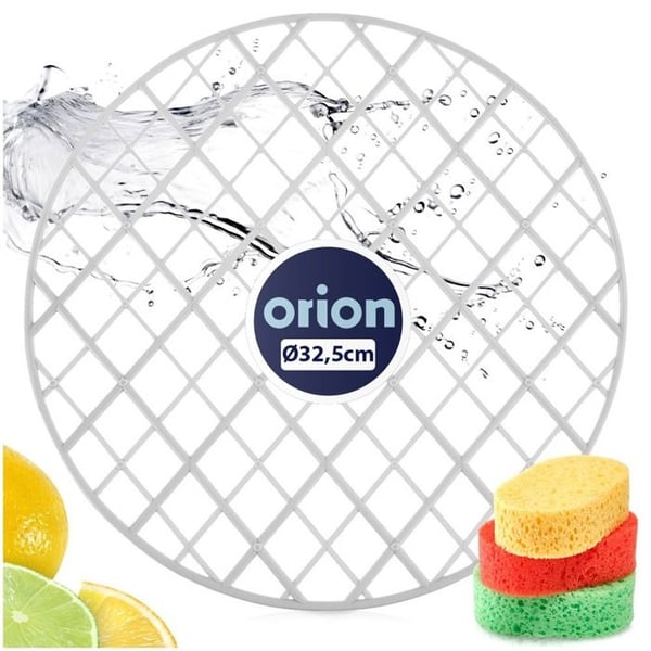 Diskbänkskydd - Orion - Rund 32,5 cm - Halkfri värmebeständig perforerad - Grå