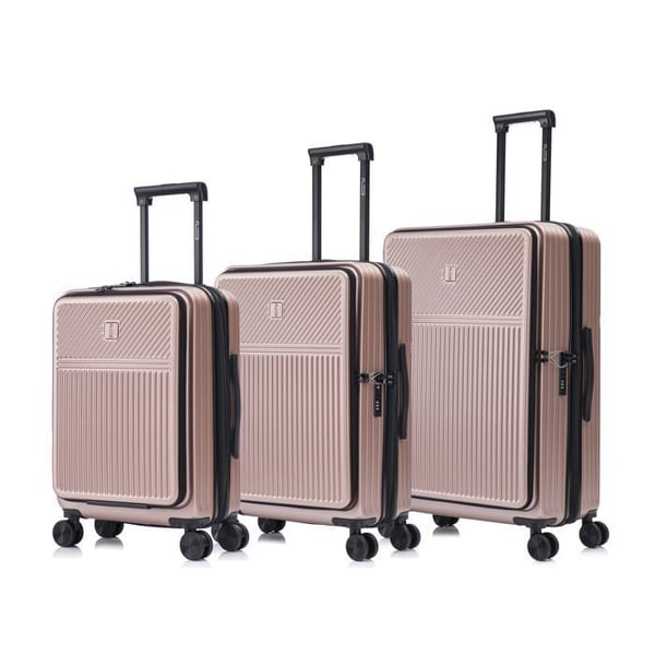 CELIMS Frankrike - Resväska Front Procket | Bagageset | 3 Delar | TSA-lås | Roséguld