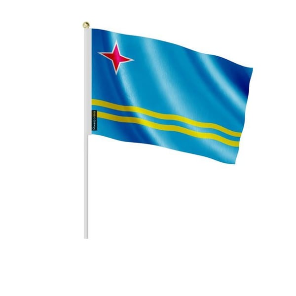 Mini Aruba-flagga – 14 x 21 cm – Att Hålla i Handen – Polyester – 1 styck – Pixelforma