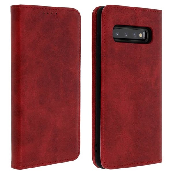 Samsung Galaxy S10 Skyddsfodral med kortfack och stå stöd i röd