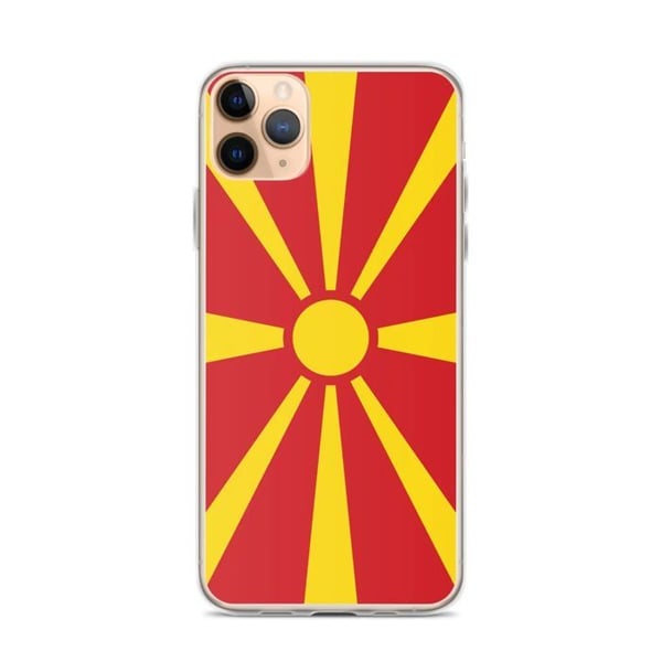 Telefonskal – Nordmakedoniens flagga – Kompatibel med iPhone 11 Pro Max – Mjukt fodral – Slitstarkt och stötabsorberande – Pixelforma