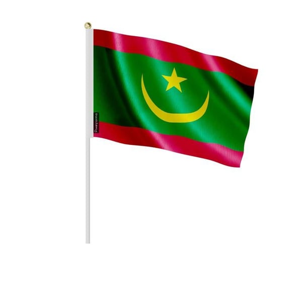 Mini Mauritanska flagga – 30 x 45 cm – Att hålla i handen – Polyester – 1 styck – Pixelforma