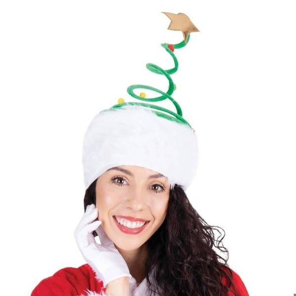 Vuxen julgran hatt med fjädrar - PTIT CLOWN - REF/22376 - Flerfärgad - Grön - Kottar och gran