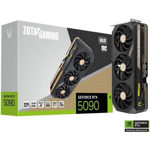 ZOTAC - Spelgrafikkort - NVIDIA GeForce RTX 5090 Solid OC - ZT-B50900J-10P - 32Go