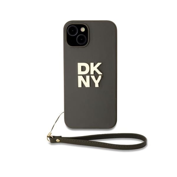 Coque - Apple iPhone 14 - Brun - Poignet Sangle - DKNY Metallisk Logotyp