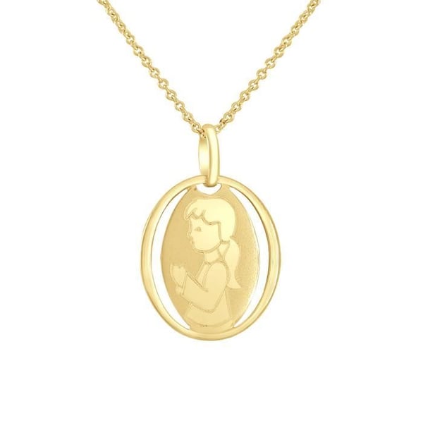 Pendente Barn - LÉA & ARTHUR - FLICKA - Guld 375 - 21x14 mm - Allergivänlig Smycke