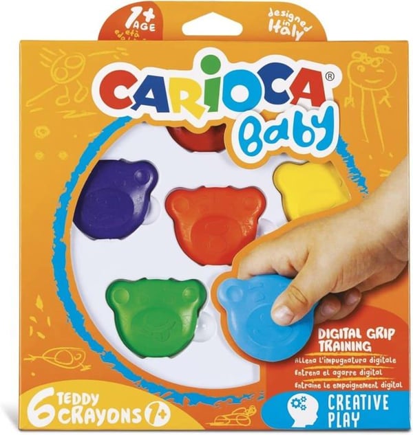 Färgläggningsspel - Carioca - 42956 - 6 björnkritor - Multifärgad - 12 månader och uppåt