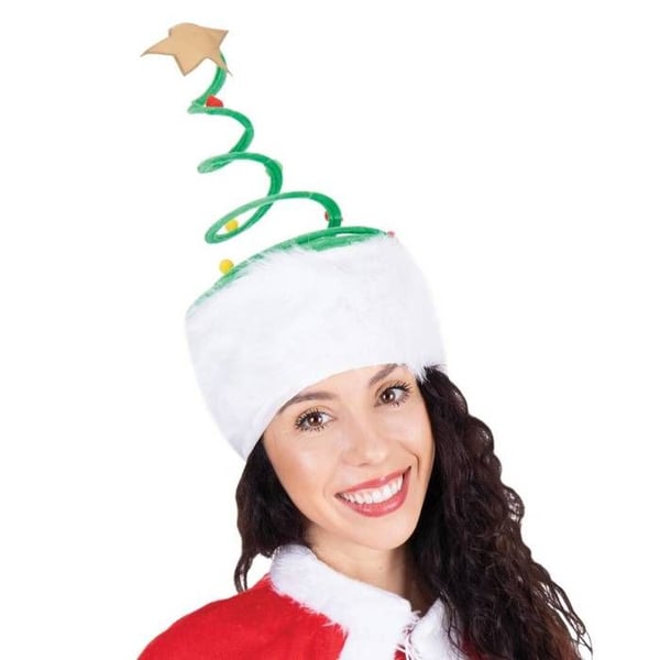 Vuxen julgran hatt med fjädrar - PTIT CLOWN - REF/22376 - Flerfärgad - Grön - Kottar och gran