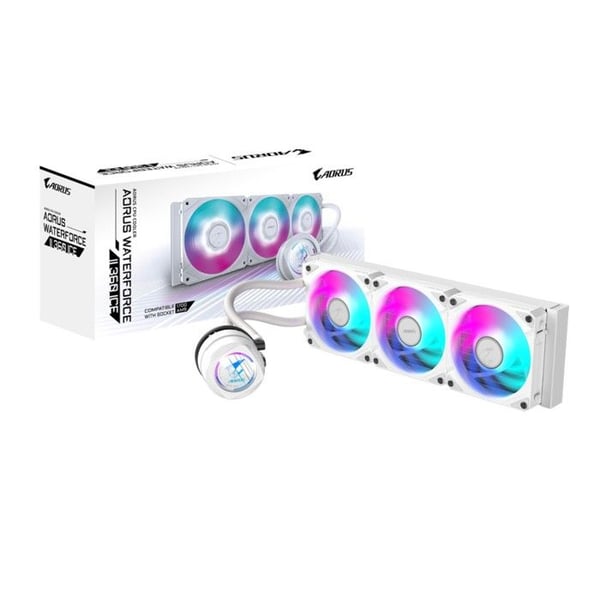 Gigabyte AORUS WATERFORCE II 360 Ice AIO flytande CPU-kylare - 3 x 120 mm ARGB-fläktar, förreglingsmekanism