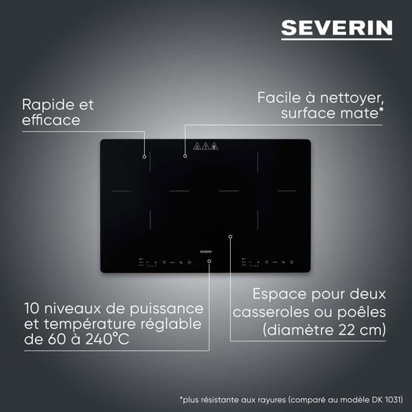 Bærbar induktionsplade - SEVERIN - 2 zoner - 60,0 x 38 x 4,2 cm - Sort - DK1033