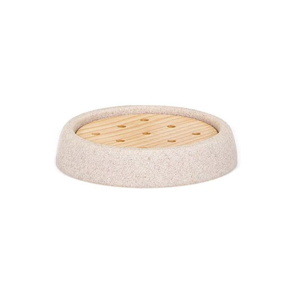 Tvålhållare i stengods och askträ ø10.5x2cm Andrea House