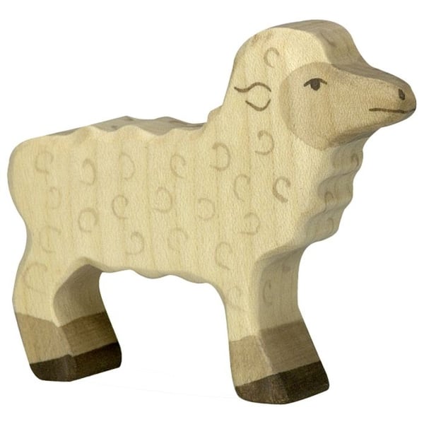 Figur i miniatyr - HOLZTIGER - 80076 - Lamm - Handmålad trä - 10,5 x 2,3 x 5,5 cm